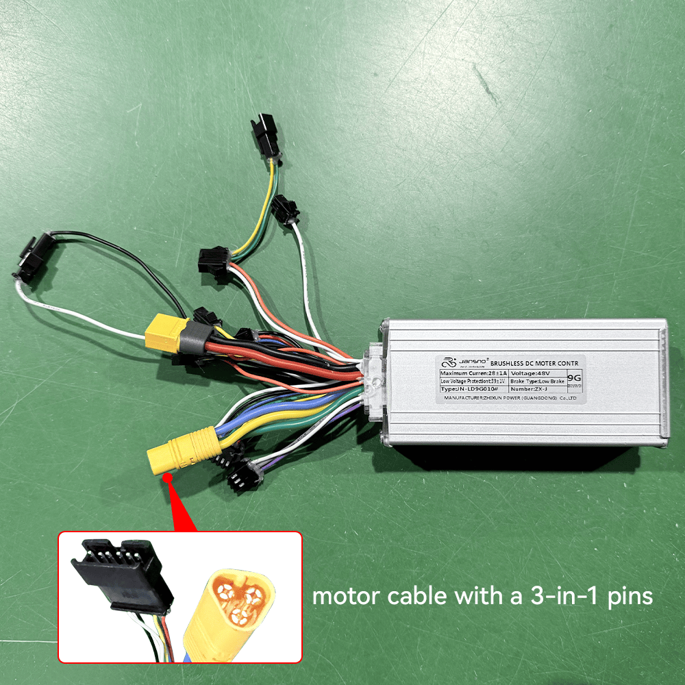 Jansno电动自行车X50/X60/X70/X90 48V无刷电机控制器,带尾灯线夹,适用于电动车配件