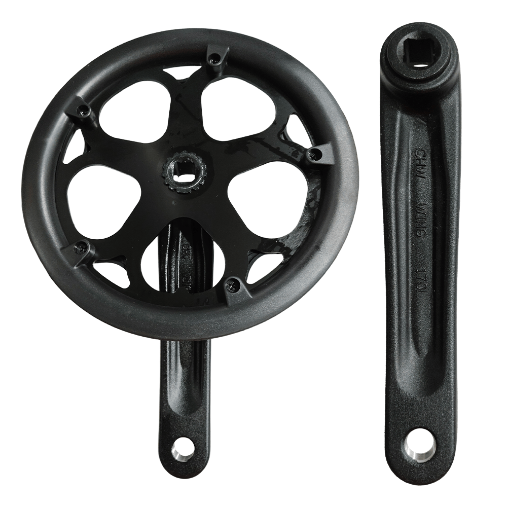 Jansno电动自行车曲柄臂和链轮,E-bike配件,黑色金属材质,适用于Jansno电动自行车。