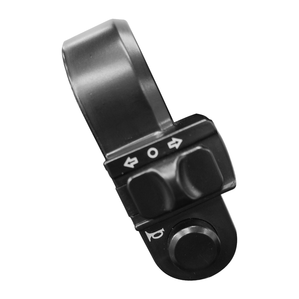 The switches for the turn signals and horn of the electric bicycle.