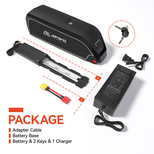Jansno Battery 14Ah/ 17Ah/ 20Ah/ 23Ah 48V Battery with Base and Charger Electric Bike Battery