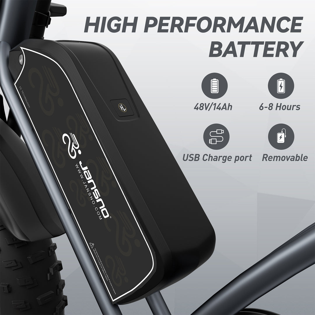 JANSNO X50 Fat Tire Electric Bike for Adults,750W Motor, 48V 14Ah Removable Battery