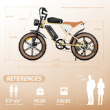 JANSNO X70 Electric Bike 20" x 4.0 for Adults, 750W Brushless Motor, 48V 34Ah Removable Dual Battery, Extra Long Cruising Range, 7-Speed Transmission
