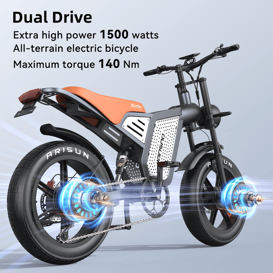JANSNO X60 electric bike with dual motors and all-wheel drive, showing the frame design and large tires for enhanced stability.