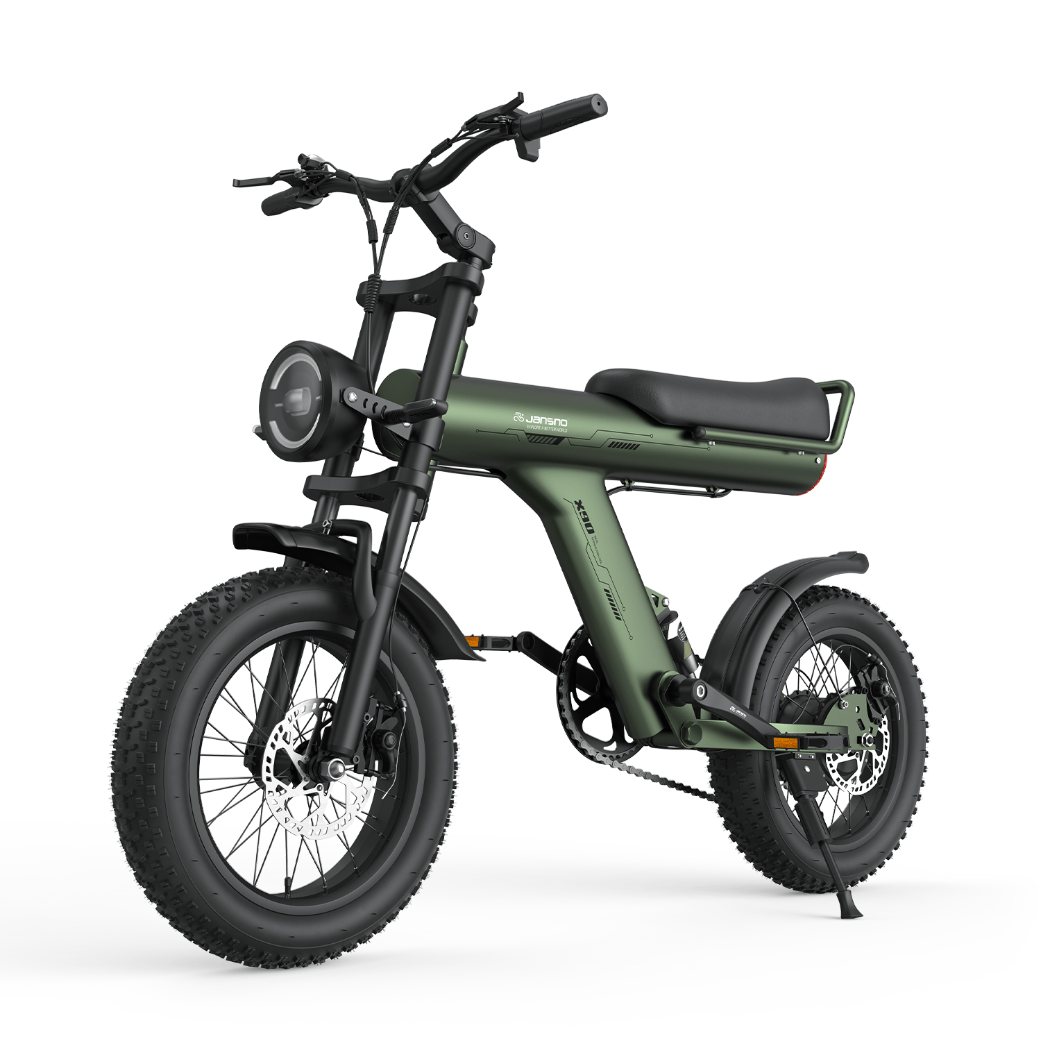 Jansno X90 electric bike for teens, featuring a sleek black frame, battery pack, and modern handlebars for daily commuting.