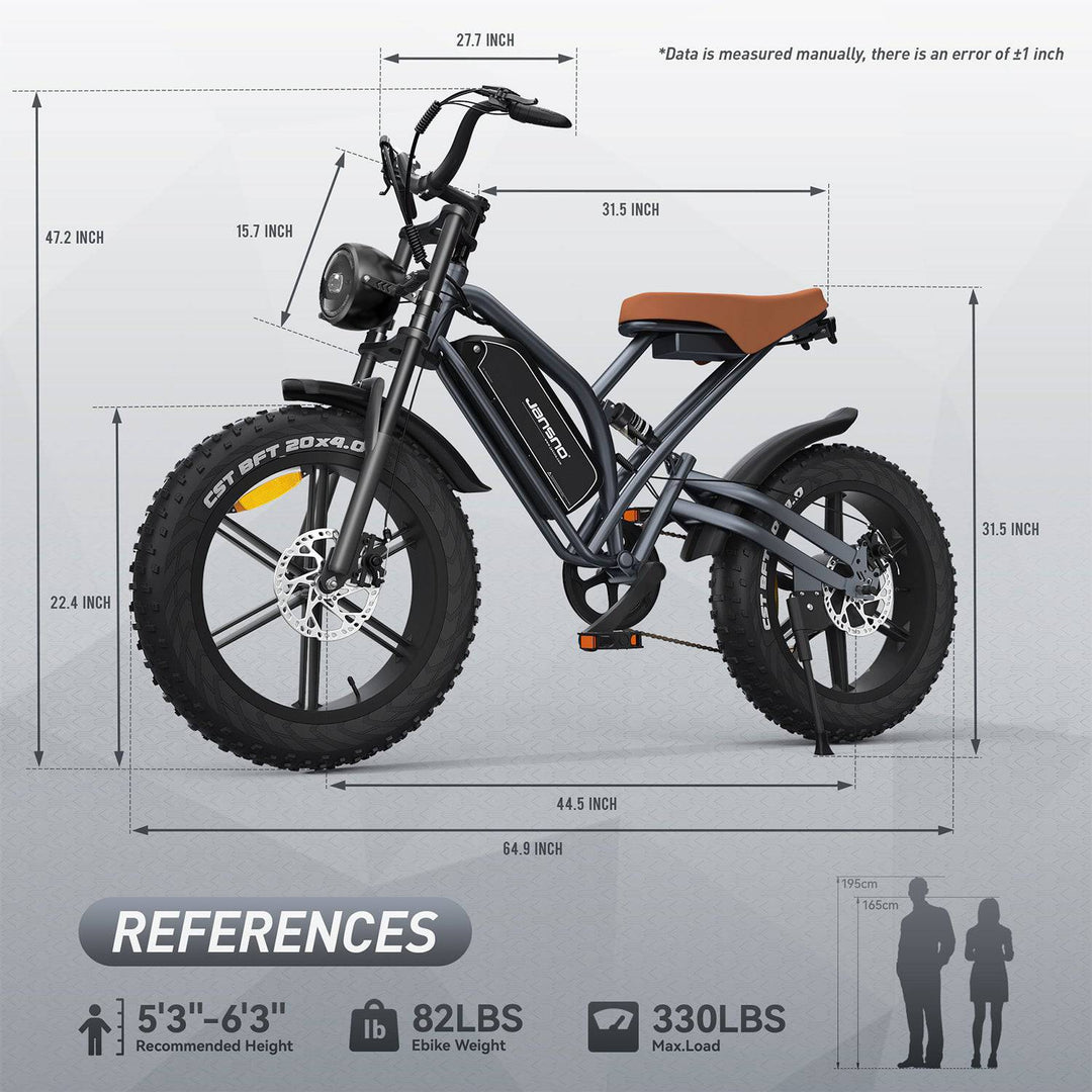 adult electric bicycles JANSNO X50 Fat Tire Electric Bike for Adults,NFC Display