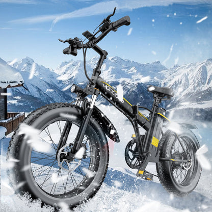 Janobike E20 Bicicleta eléctrica Adultos Plegable 20 "x 4.0 Neumático de nieve Bicicleta eléctrica con motor de 500W 48V 12.8Ah Batería